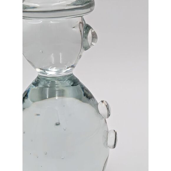 Vintage Blenko Glass Snowman 6.25" Crystal Clear Figurine Paperweight 711A 76A - Picture 5 of 13